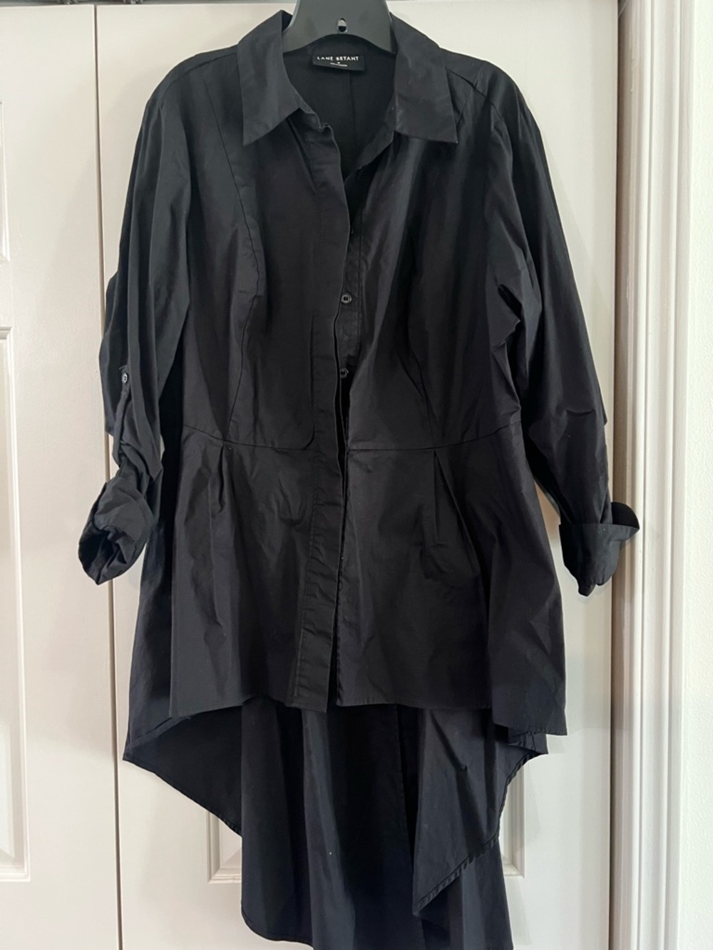 Lane Bryant Black Hi-Low Button Front blouse
